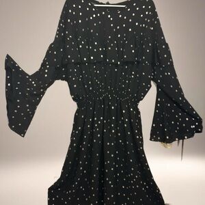 Ashley Stewart Black Maxi Dress with Metallic Dots